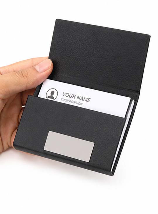 Leather Credit Card Holder With Laser Engraved - Image 3